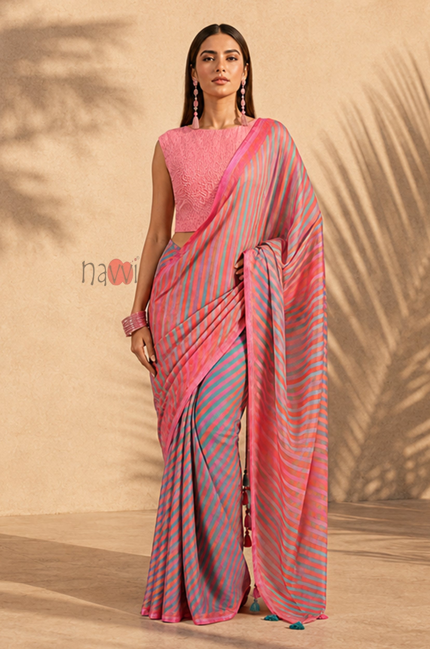 Azure Blush Border Saree