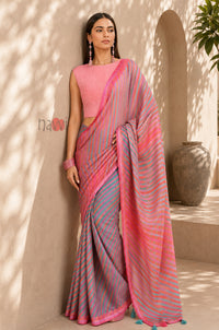 Azure Blush Border Saree