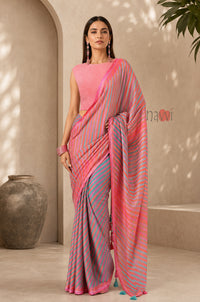 Azure Blush Border Saree