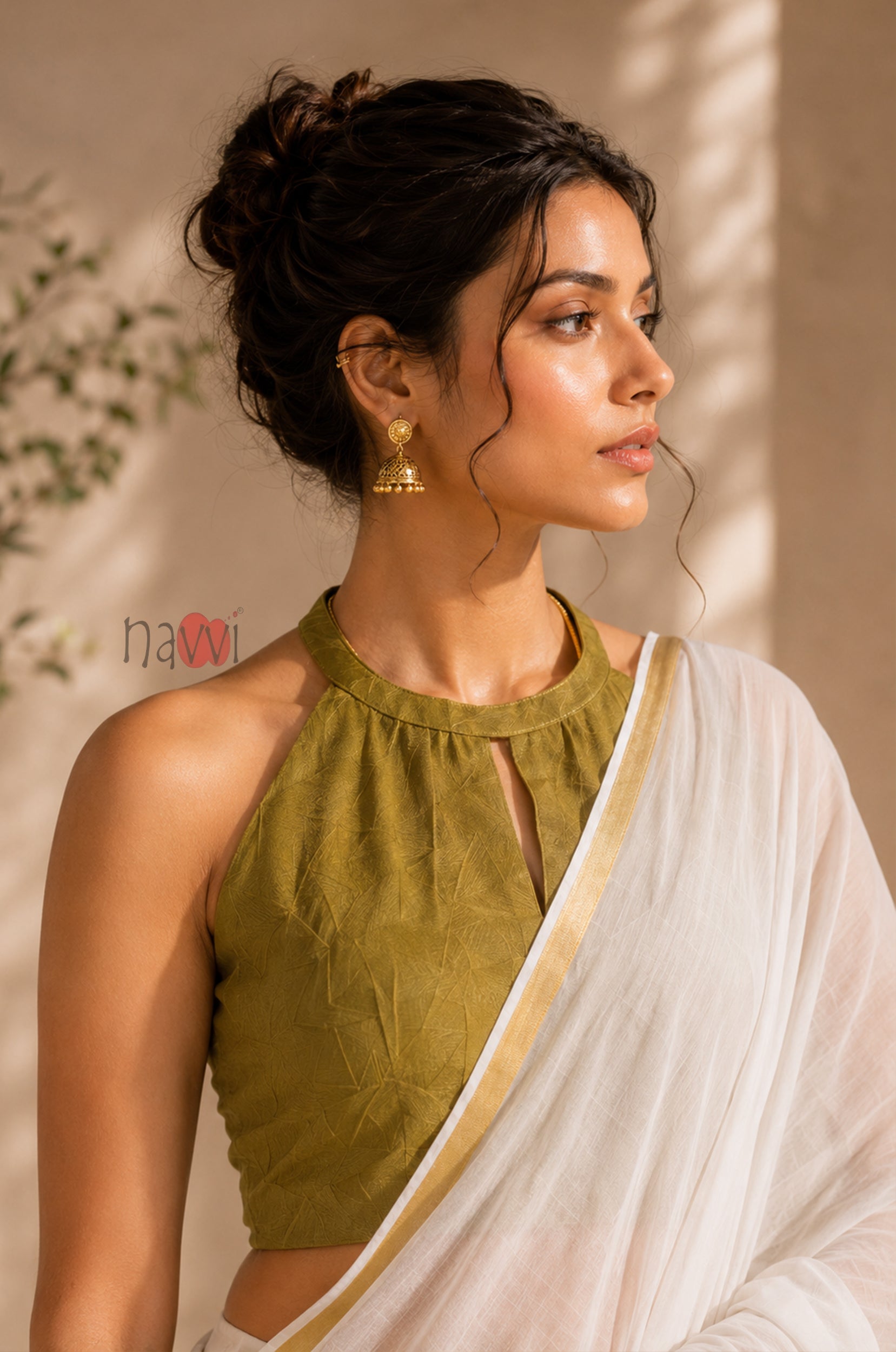 Ivory Grace Gold Border Saree