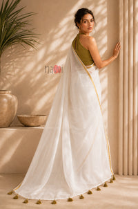 Ivory Grace Gold Border Saree