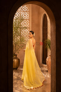 Sunlit Lemon Gold Border Saree