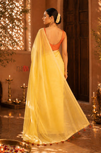 Sunlit Lemon Gold Border Saree