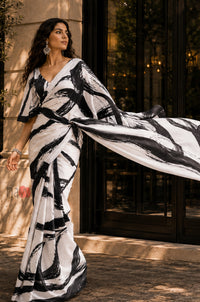 Midnight Ink Abstract Printed Saree