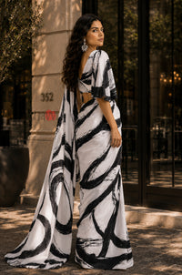 Midnight Ink Abstract Printed Saree