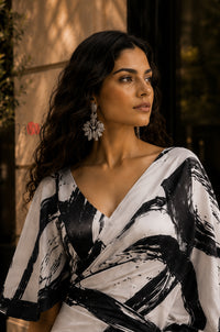Midnight Ink Abstract Printed Saree