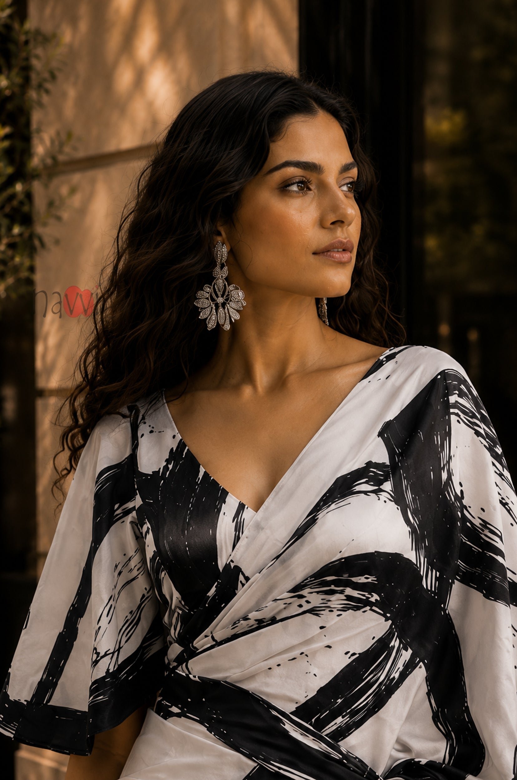 Midnight Ink Abstract Printed Saree