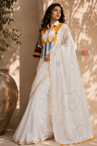 Ivory Floral Elegance Saree