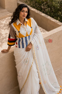 Ivory Floral Elegance Saree
