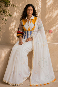 Ivory Floral Elegance Saree