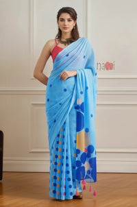Sky Bloom Polka Printed Saree
