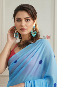 Sky Bloom Polka Printed Saree
