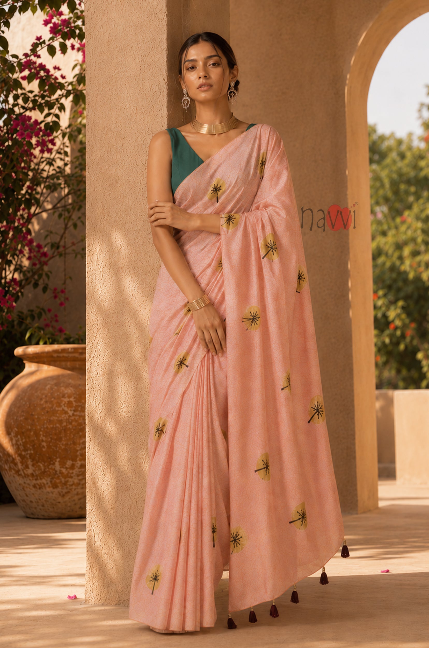 Peach Petal Printed Saree
