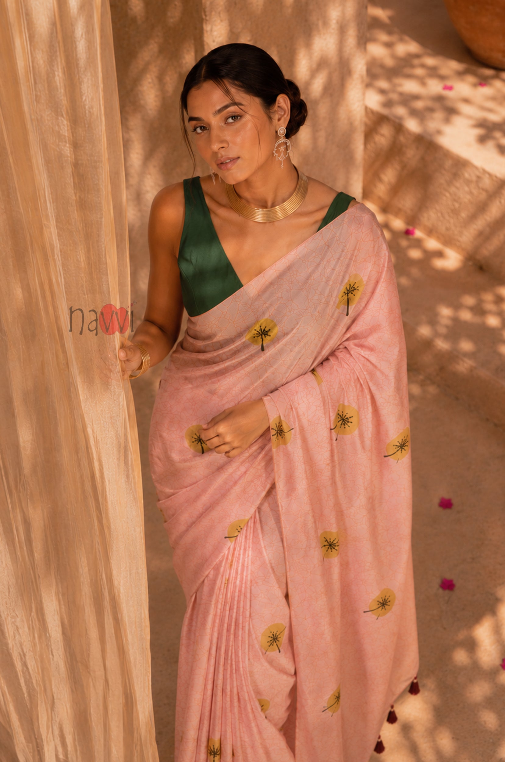 Peach Petal Printed Saree