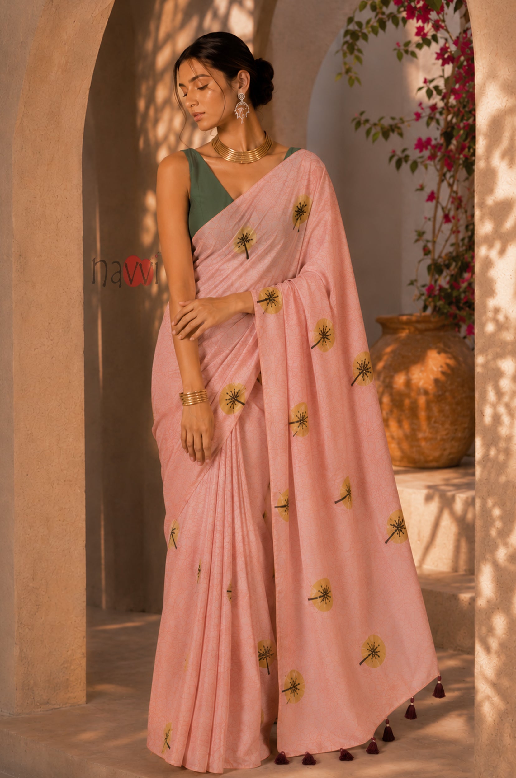 Peach Petal Printed Saree