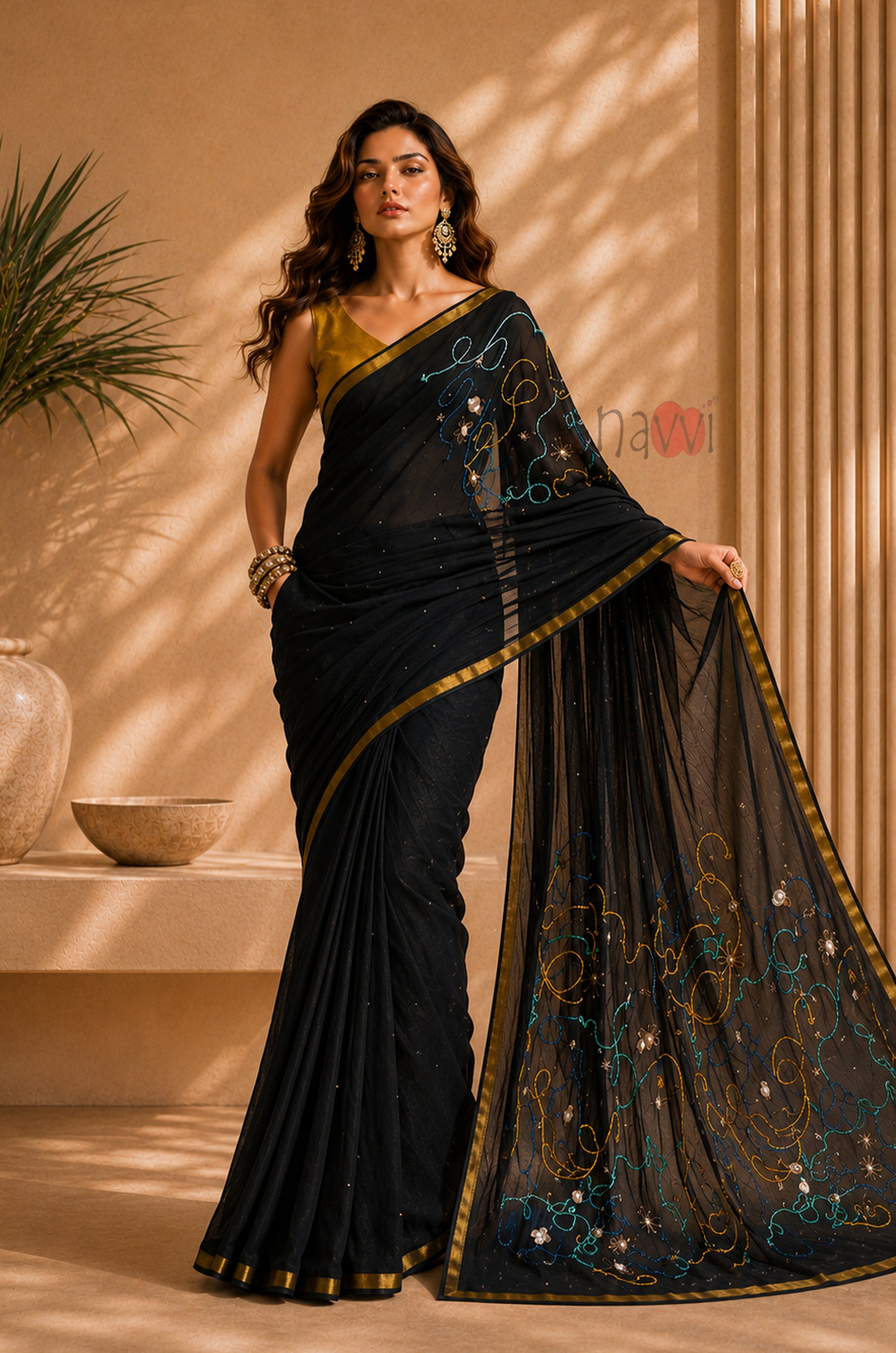 Noir Swirl Party Wear Saree