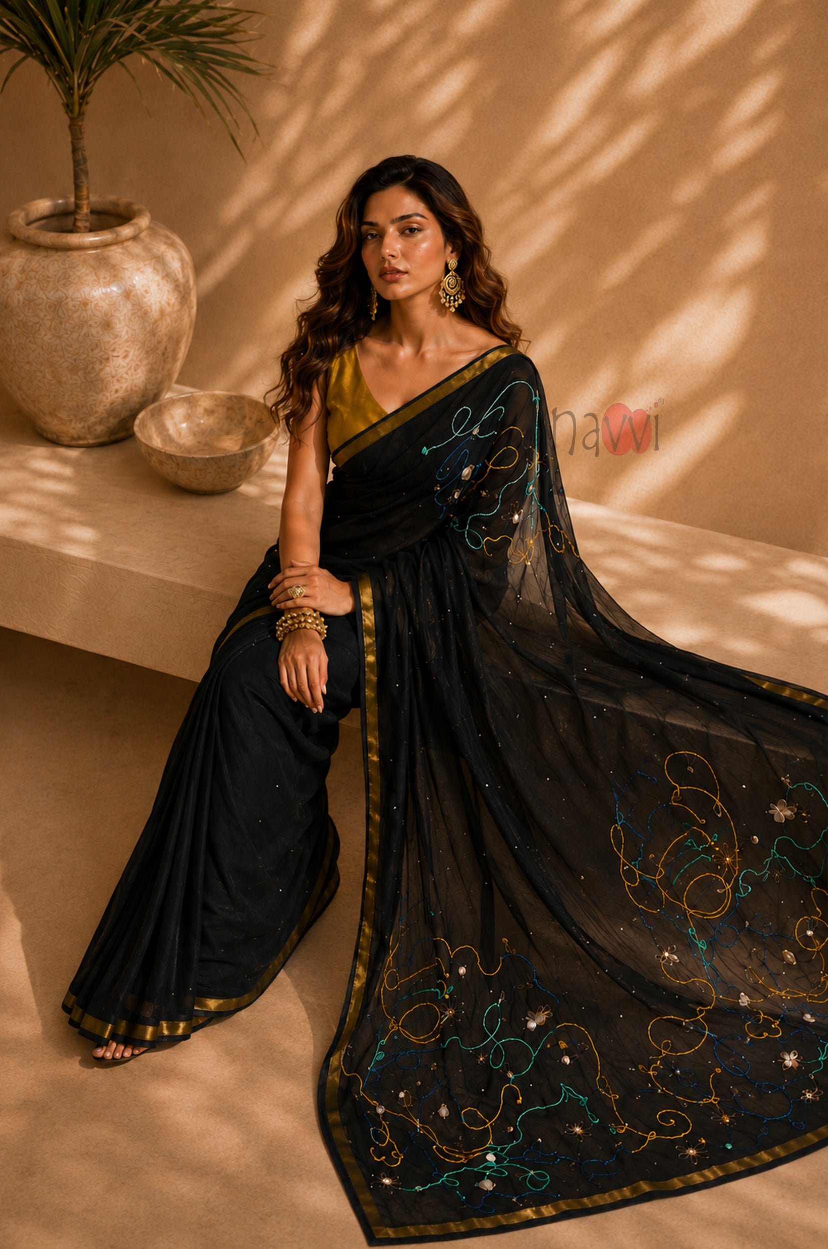 Noir Swirl Party Wear Saree