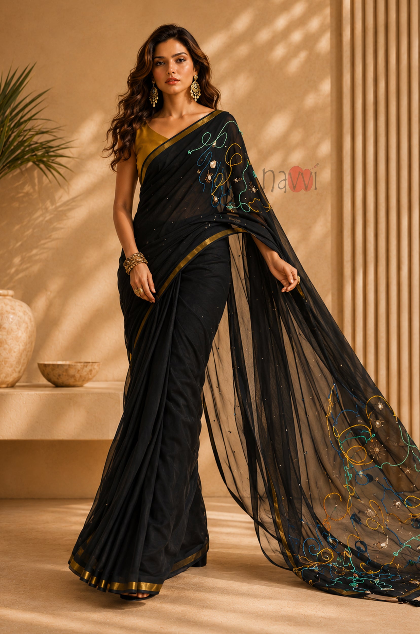 Noir Swirl Party Wear Saree