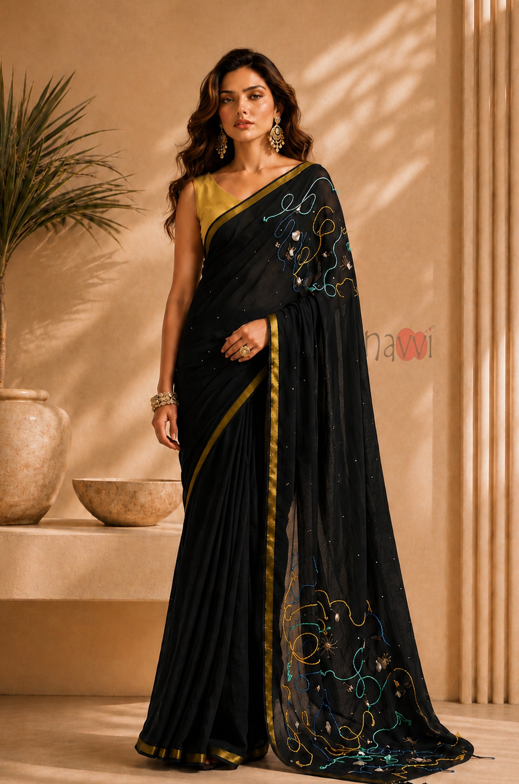 Noir Swirl Party Wear Saree