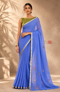 Royal Azure Gold Border Saree