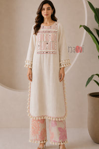 Blush Petal Coord Set With Tassels