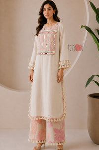 Blush Petal Coord Set With Tassels