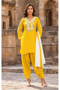 Aurelia Yellow Embroidered Farsi Set