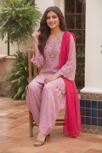 Blush Rose Embroidered Farsi Salwar Set