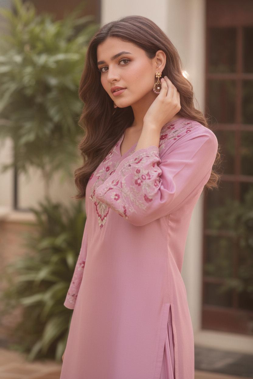 Blush Rose Embroidered Farsi Salwar Set