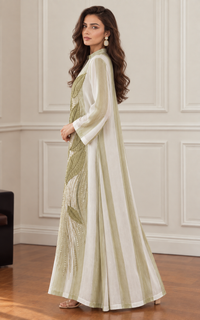 Leaf Striped Long Kurta Dress