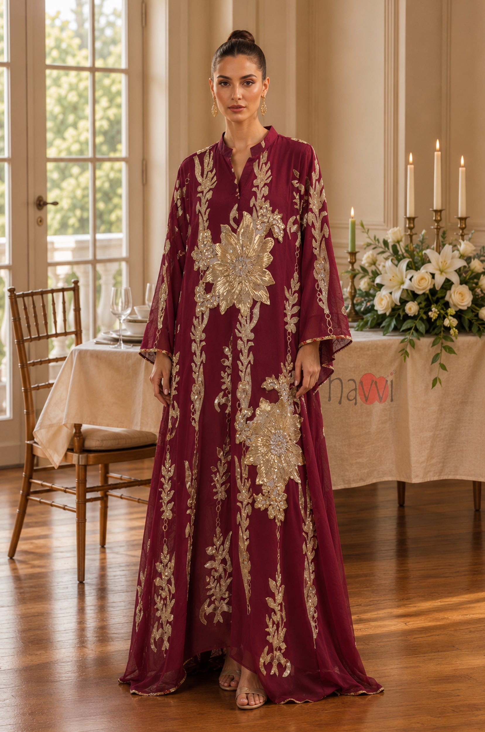 Royal Blossom Embellished Kaftan