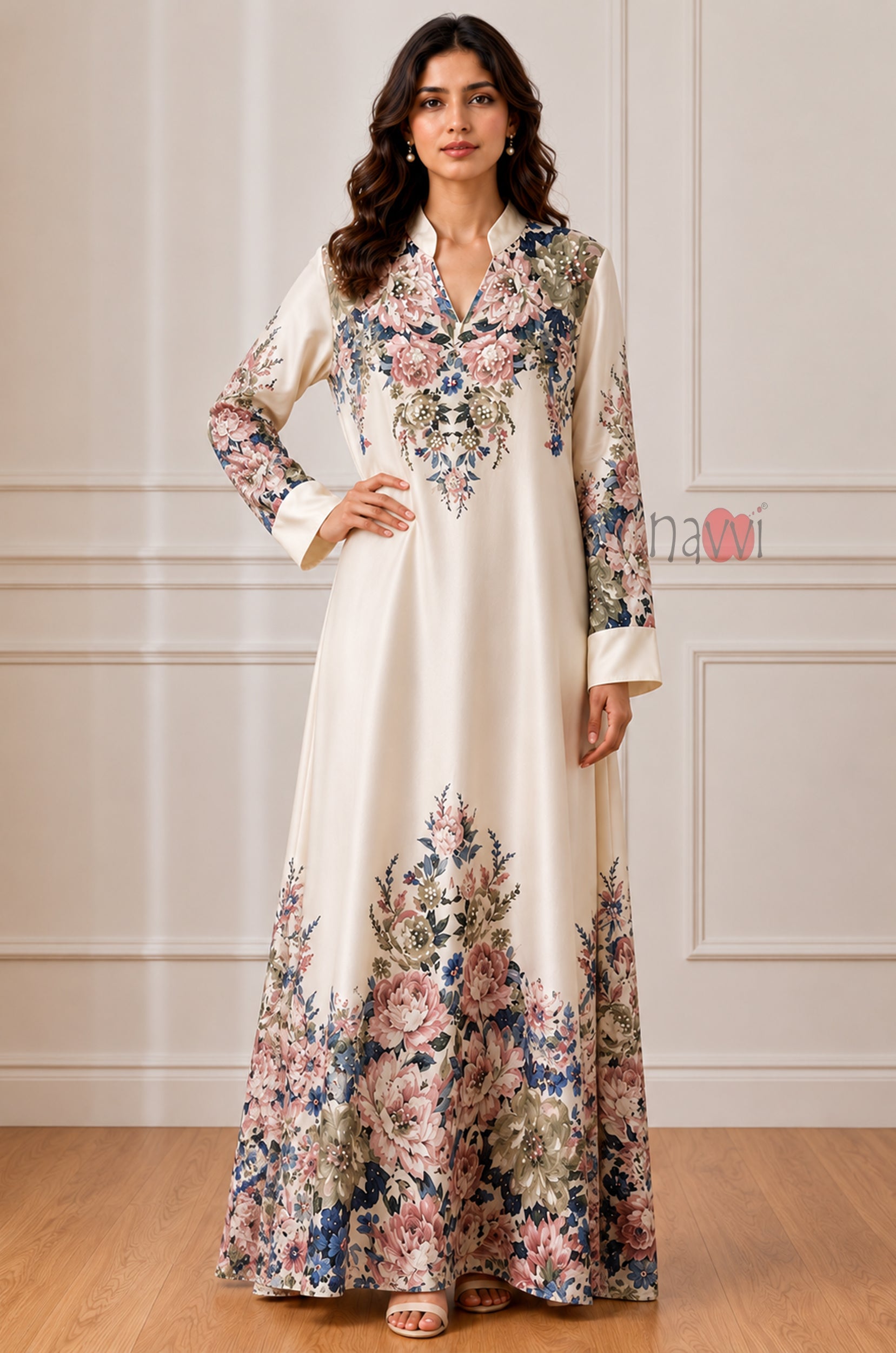 Ivory Garden Bloom Kaftan Dress