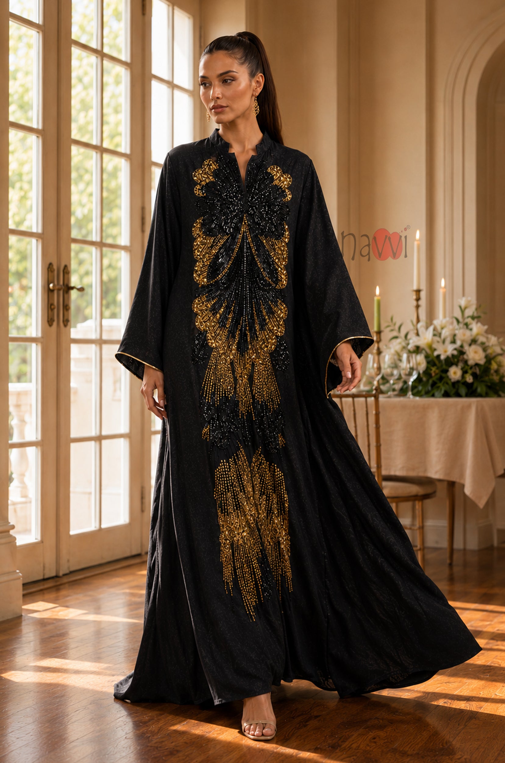 Noir Majesty Embroidered Kaftan