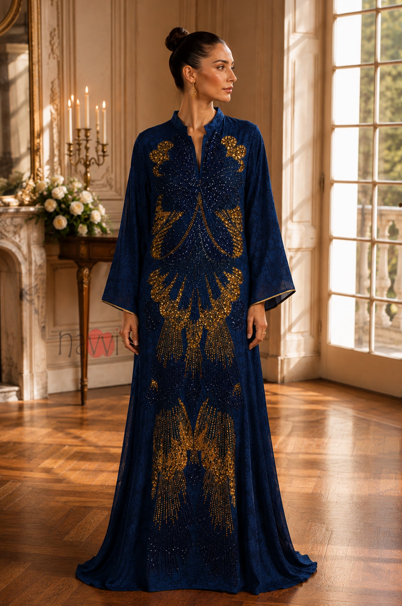 Sapphire Majesty Embroidered Kaftan