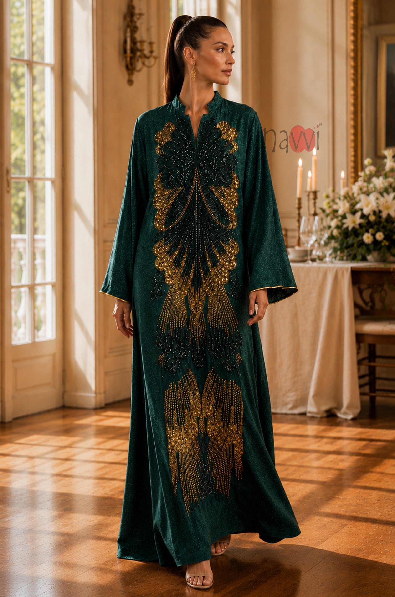 Emerald Majesty Embroidered Kaftan