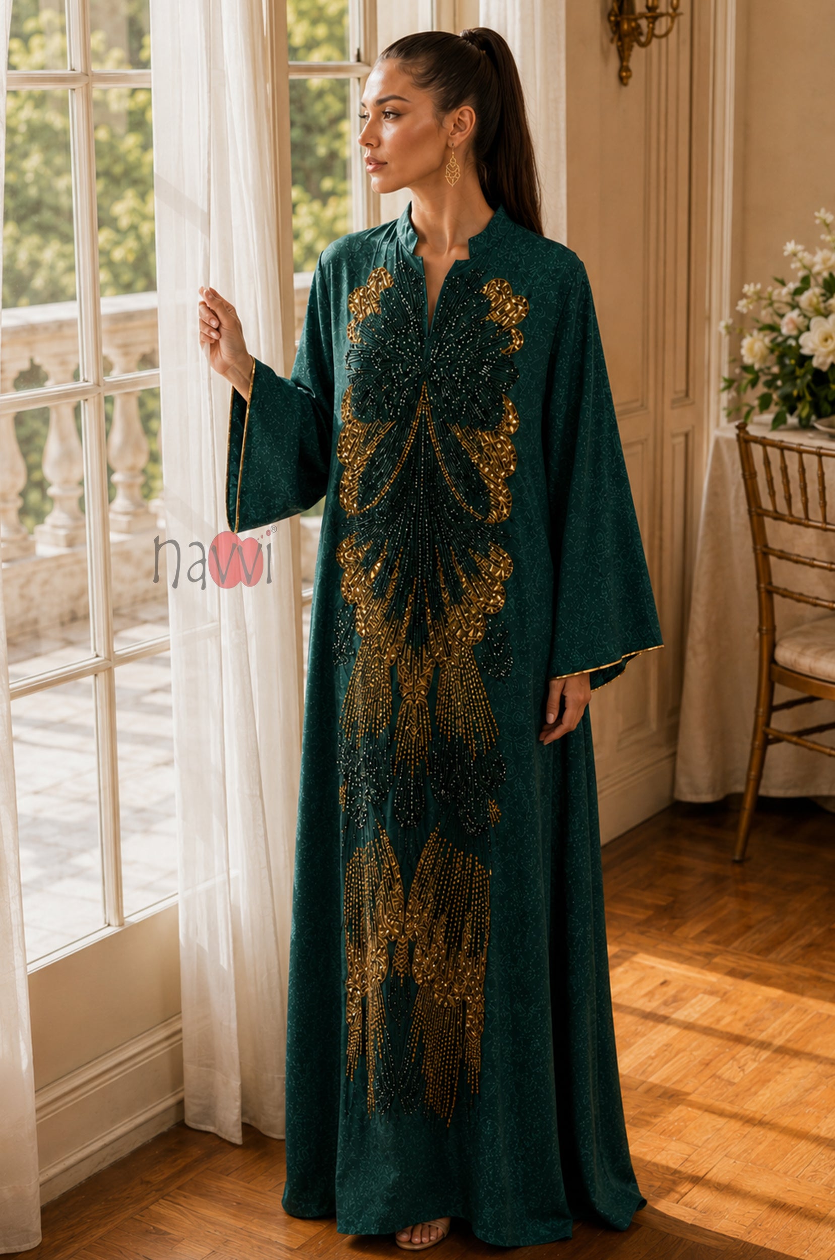Emerald Majesty Embroidered Kaftan