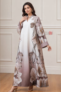 Taupe Blossom Printed Kaftan Dress