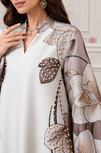 Taupe Blossom Printed Kaftan Dress
