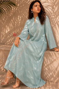 Leaf Luxe Embroidered Flared Dress