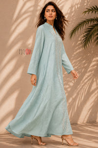 Leaf Luxe Embroidered Flared Dress