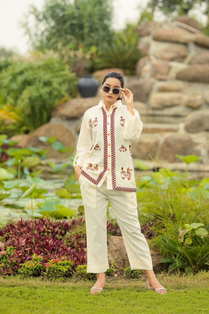 Embroidery Linen Co-Ord Set