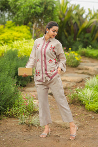 Elephant Embroidery Linen Co-Ord Set