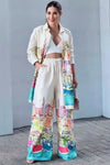 White Digital Printed Co-Ord Set With Matching Pants