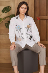 Floral Whisper Embroidered Linen Shirt