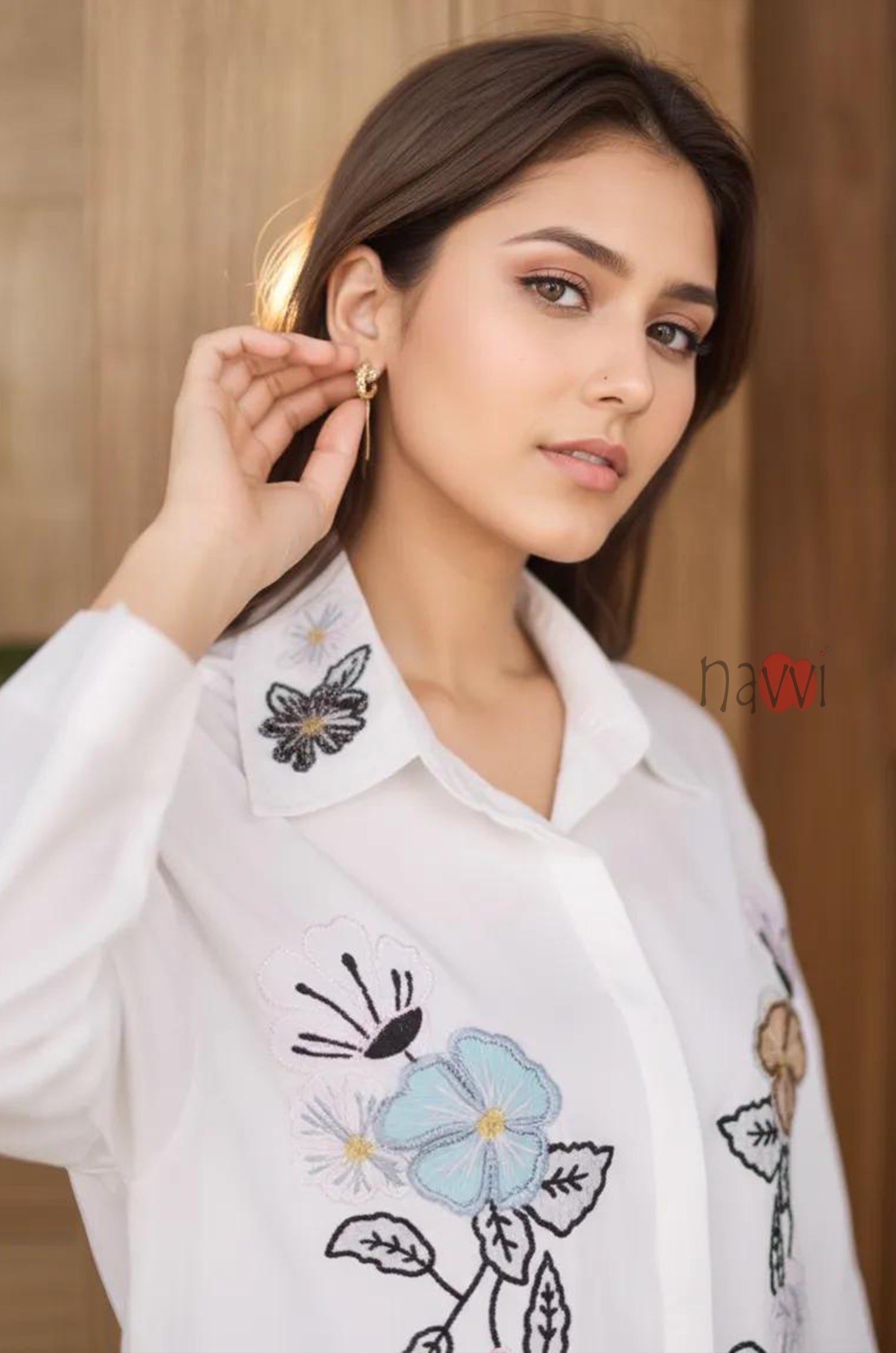 Floral Whisper Embroidered Linen Shirt