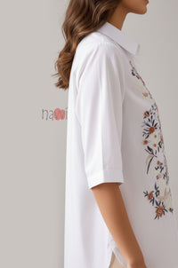 Ivory Meadow Embroidered Linen Shirt