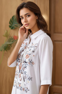 Ivory Meadow Embroidered Linen Shirt