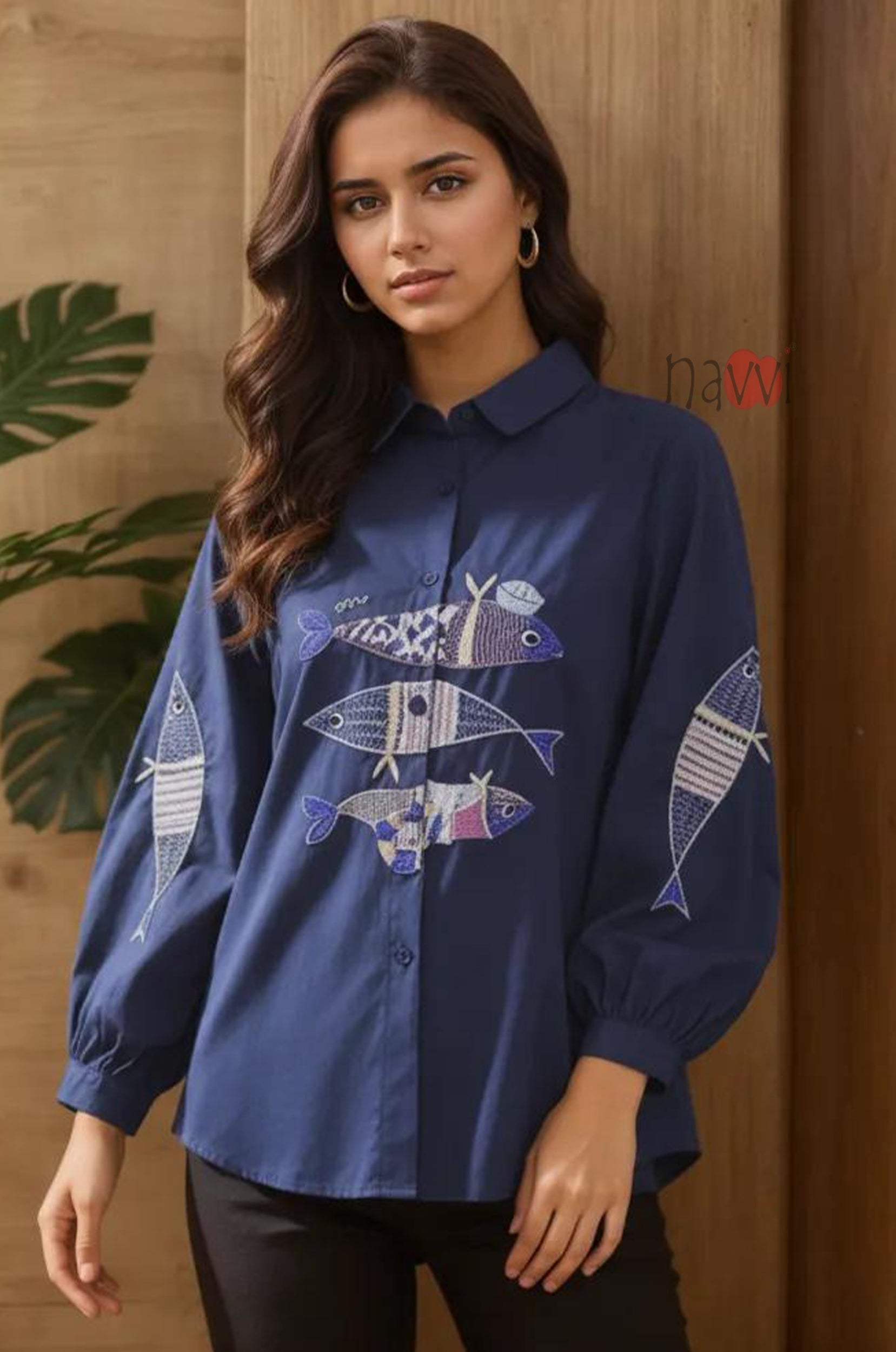 Nautical Charm Embroidered Linen Shirt
