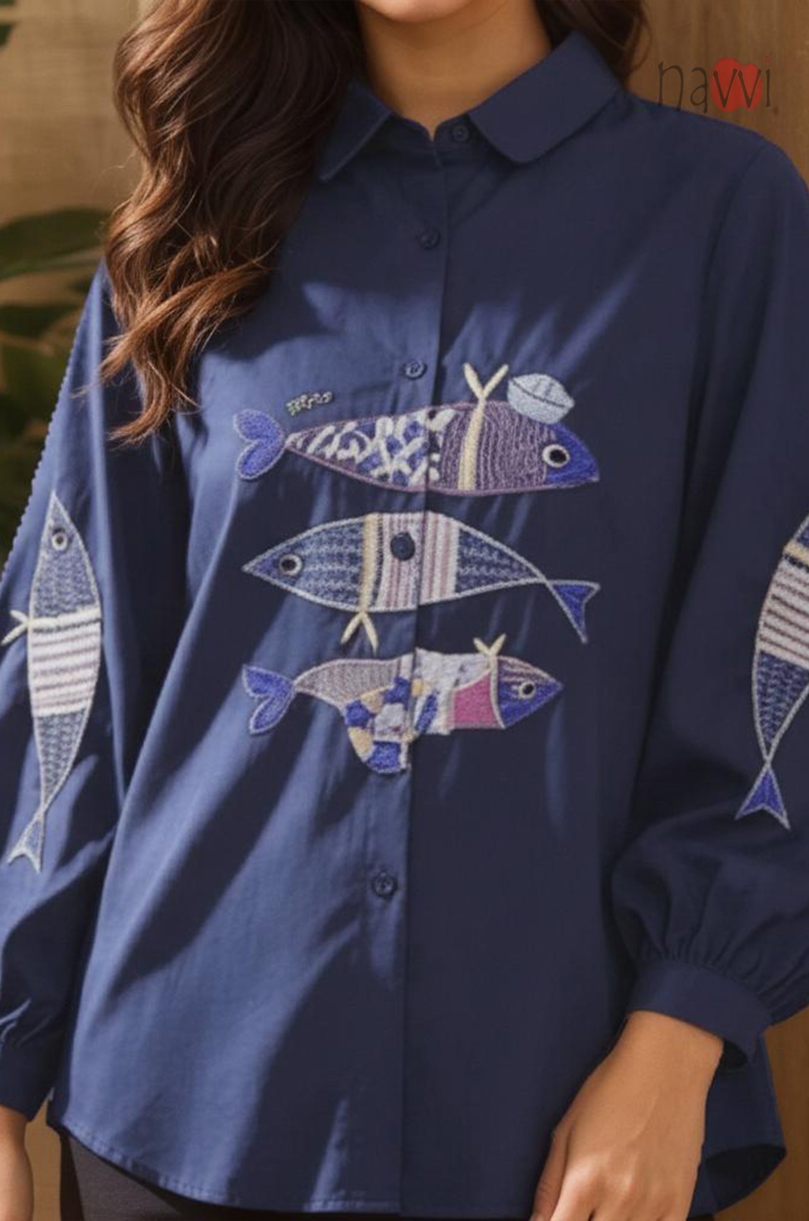 Nautical Charm Embroidered Linen Shirt