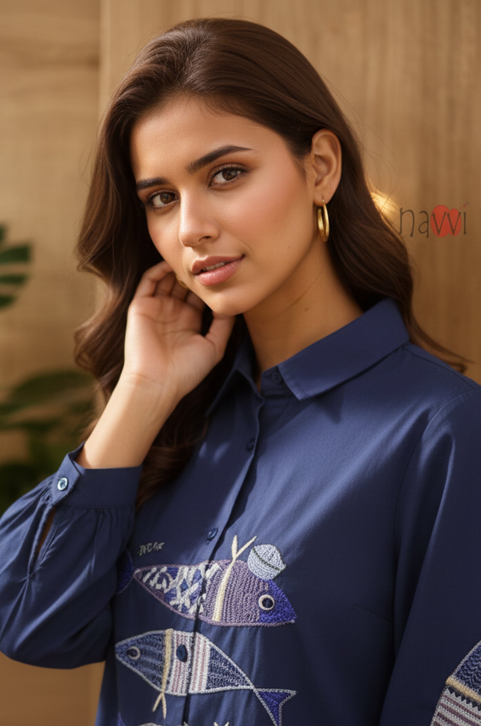 Nautical Charm Embroidered Linen Shirt